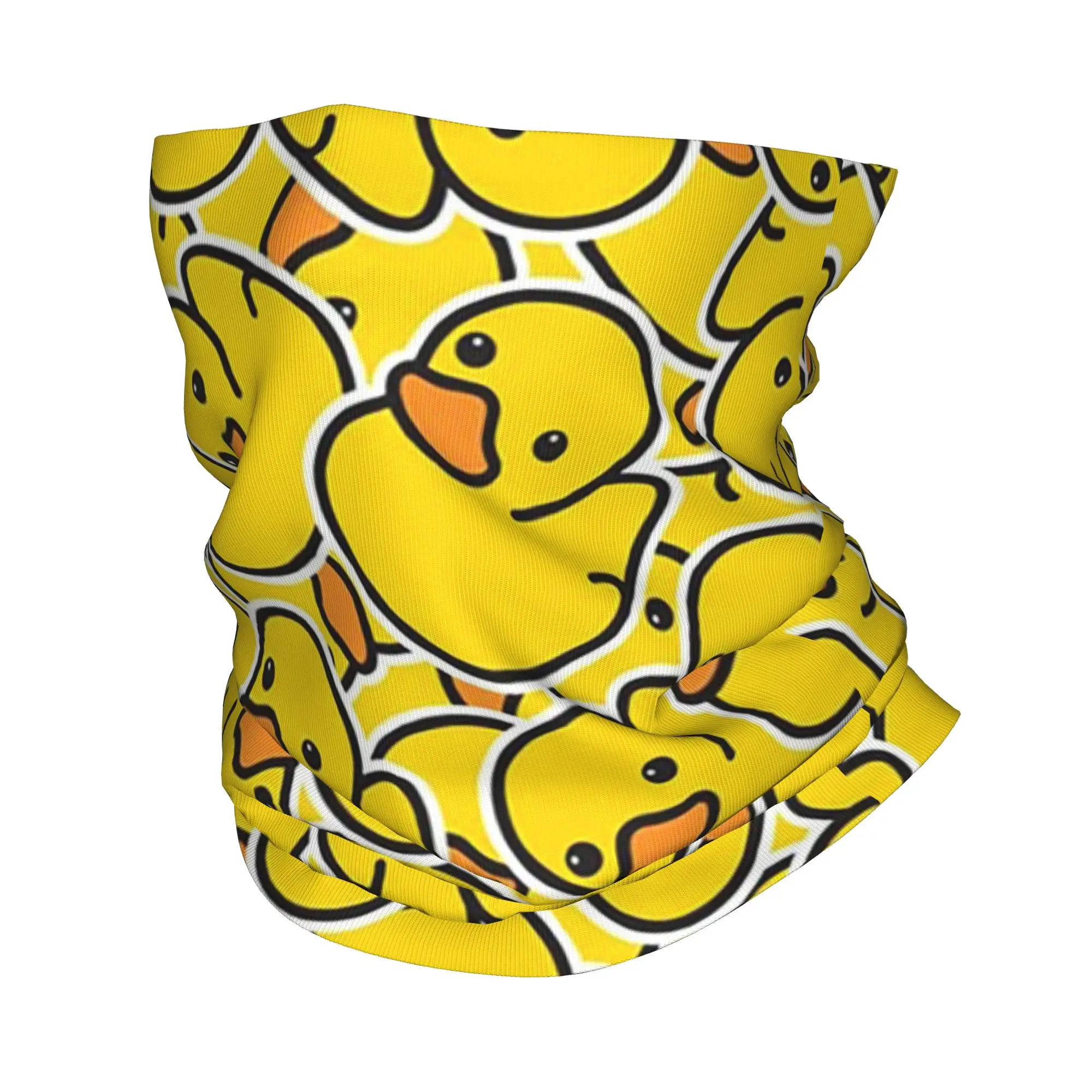 Yellow Bathtime Rubber Ducks Pattern Bandana Neck Gaiter Printed Mask Scarf Warm Headwear Cycling For Men Women Adult All Season