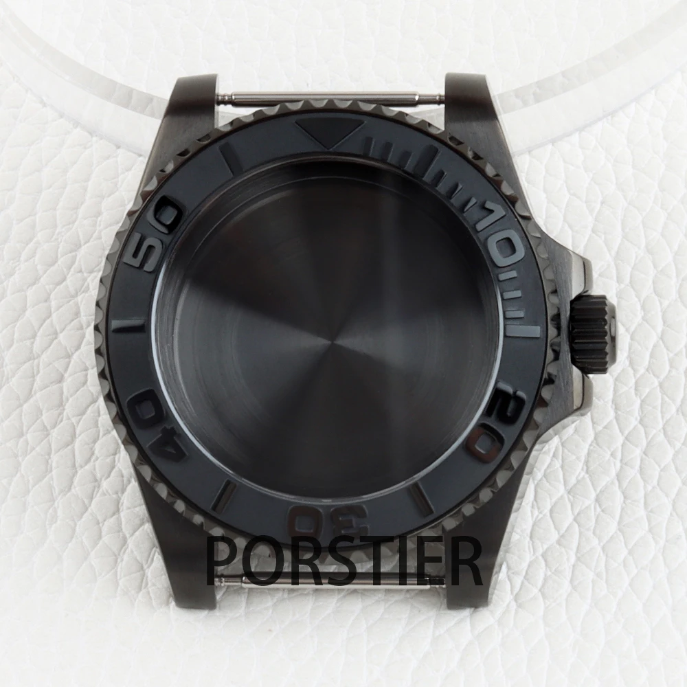 Black PVD 40mm Watch Case for Yacht-master Mod NH34 NH35 NH36 movement 28.5mm dial Sapphire Glass Stainless steel SUB GMT Case