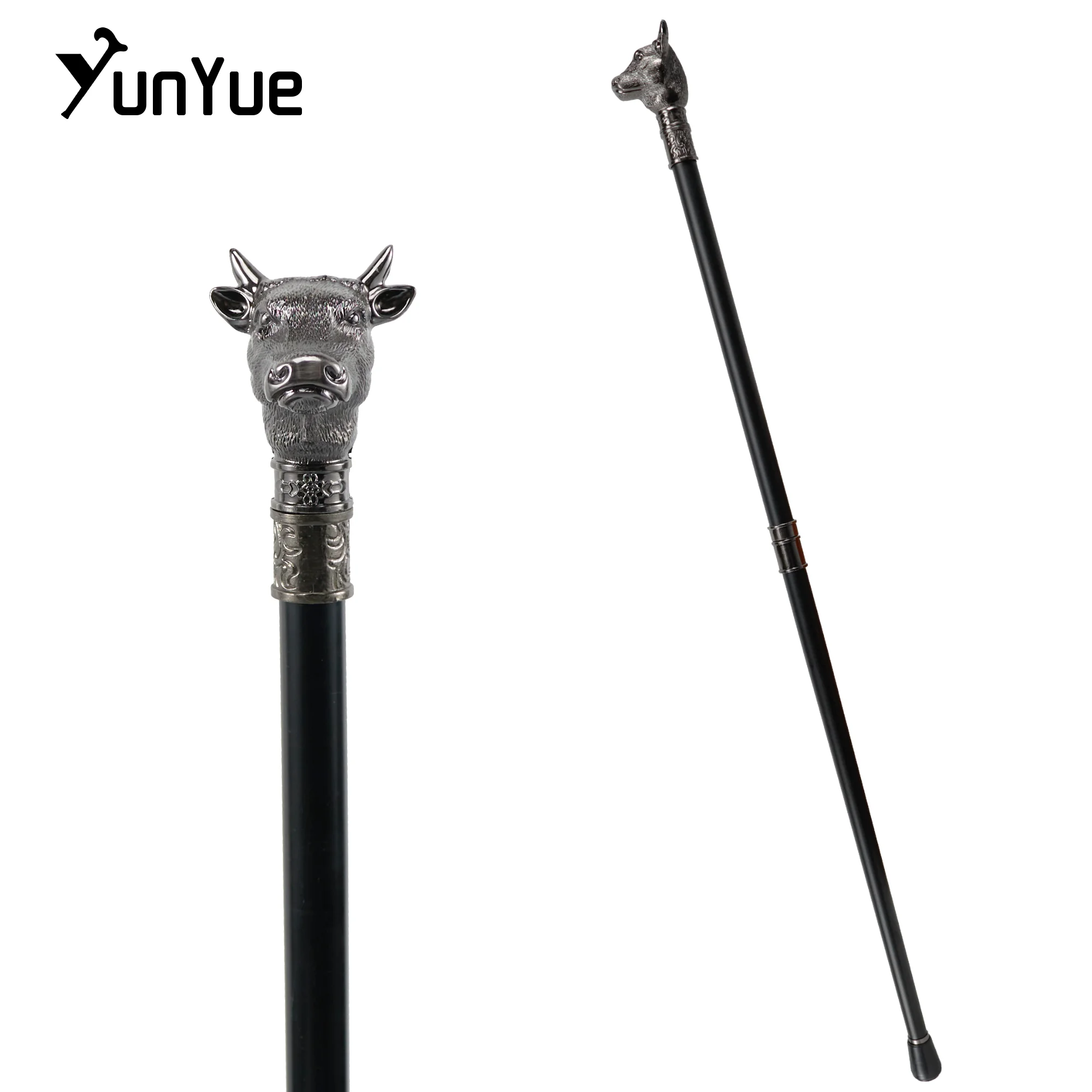 

Серебряная голова быка, модный подарок, металлическая трость, художественная декоративная трость, джентльмен, элегантные костыли, реквизит для косплея