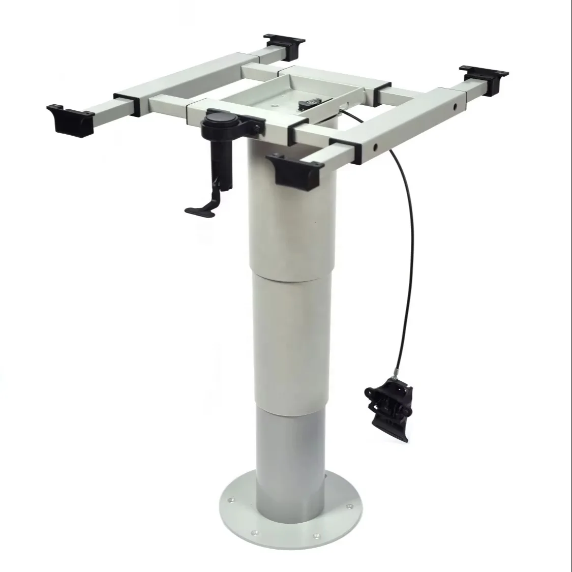 Reliable Silver Gray Aluminum Lifting Table Leg with Four-way Translation Frame for RV Car & Motorhome