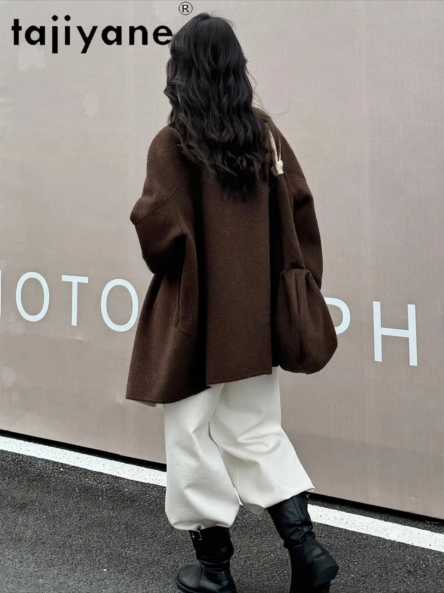 معطف صوف TAJIYANE 10% من الألبكة 90% للنساء عالي الجودة ملابس خارجية متوسطة الطول سترات نسائية دافئة ملابس شتوية للسيدات 2025 سبکول ويج