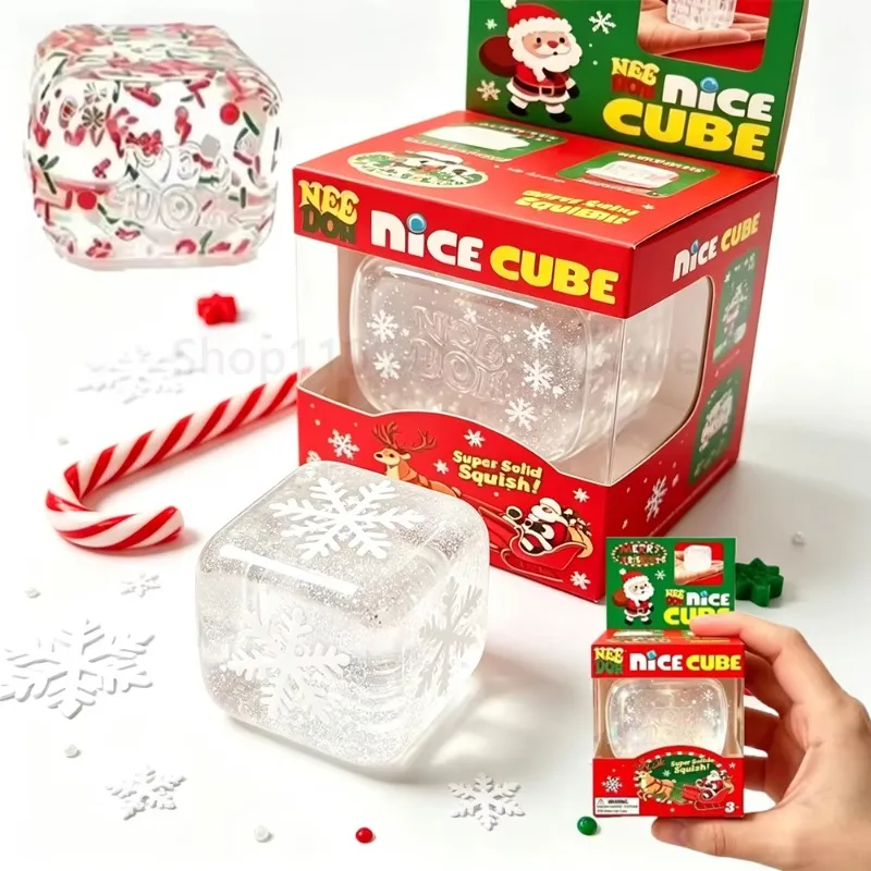 Christmas Nice Cube Schylling NeeDoh Squishy Stretch Squeeze Fidget Toy Stress Anxiety Relief ADHD Holiday Present