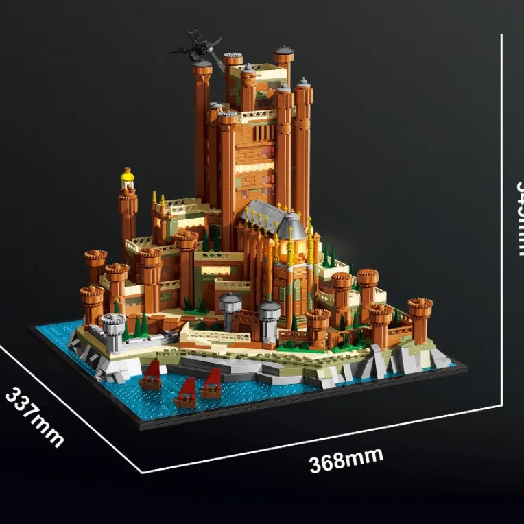 Middeleeuwse 2374pcs Red Castle Scarlet Model Bouwstenen Straat Architectonisch Landschap Assemblage Creatieve Puzzel Speelgoed Cadeau Kinderen