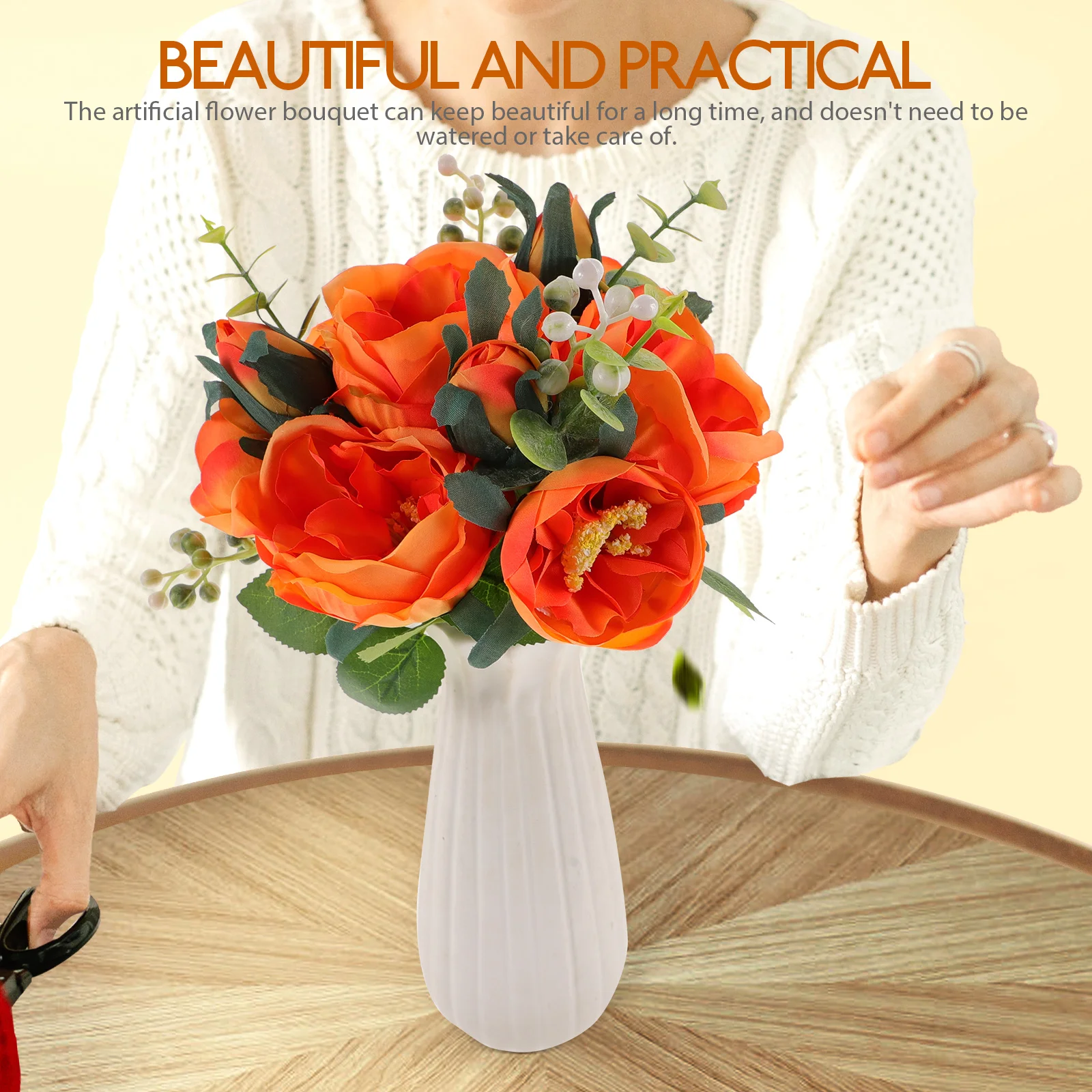 

Artificial Flower Bouquet Wedding Bridal Fake Flowersbridal Bouquet Wedding Bouquets Table Centerpiece Home Bedroom