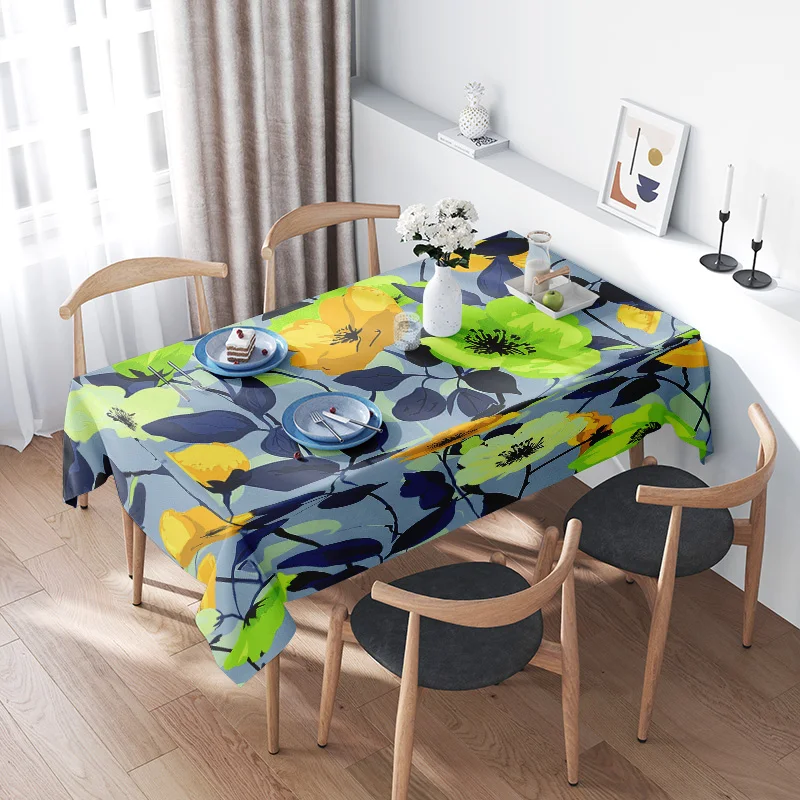 Modern Colorful Floral Tablecloth Bright Lemon Blue Abstract Design for Home Dining Room Decor (120 x 180 cm) Buy on AliExpress