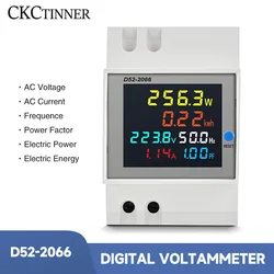 D52-2066 Din Rail AC monitor 6IN1 Display Smart Meter 110V 220V 380V 100A Voltage Current Power Frequency Factor Energy Meter