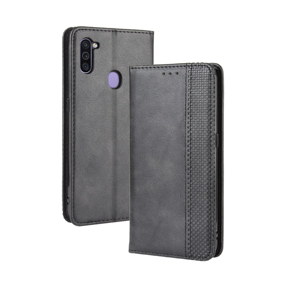 Flip Retro Style Leather Magnetic Closure Phone Cover For Samsung Galaxy A8s A10e A10s A11 Card Slot Wallet Fall prevention Case