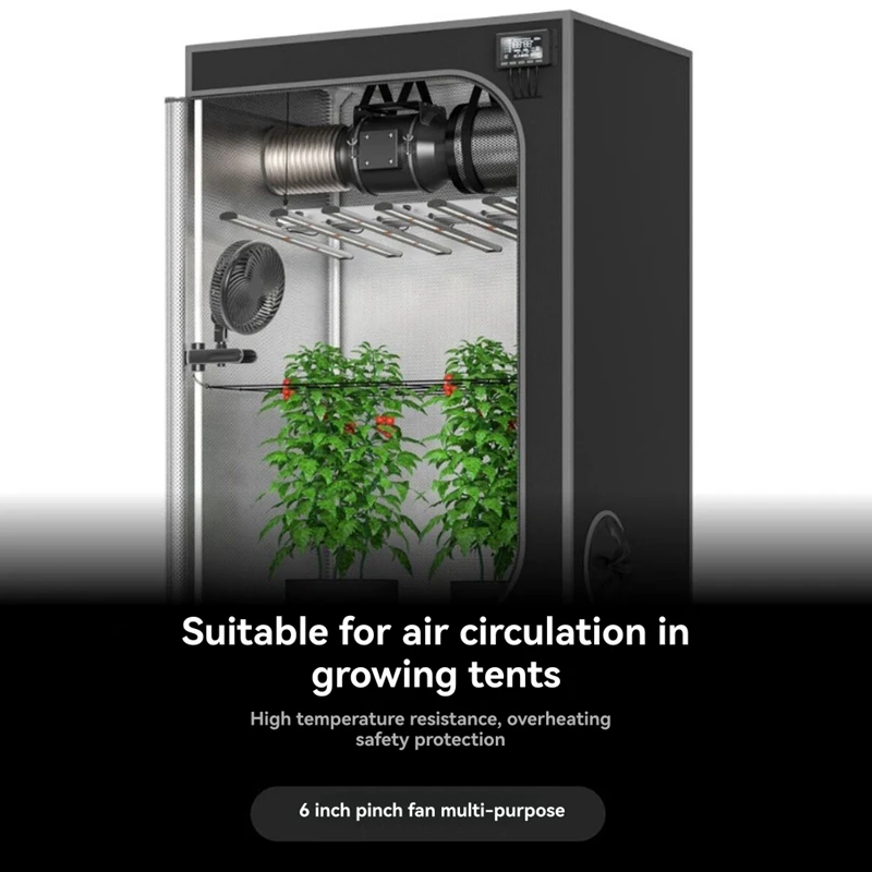 Grow Tent Clip Fan 6In with Redesigned Long-Life EC Motor,10 Dynamic Wind Speeds,for Hydroponics Circulation Cooling(EU)-DTA9