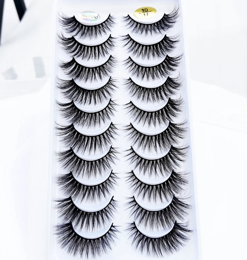 HBZGTLAD 10 Paar künstliche Nerz-Falsche Wimpern, natürliches langes Make-up, 3D-Nerzwimpern, Verlängerungswimpern, kurze Nerzwimpern für Schönheit – Detail 6