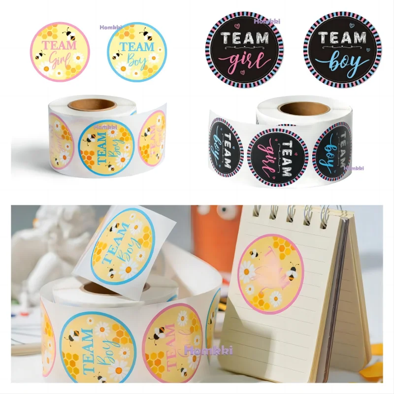 Gender Onthullen Stickers Feest Gunsten Retourneren Cadeauzakje Zegel Bakdoos Inpaklabel Team Boy Of Girl Game Stem Tags Feestartikelen