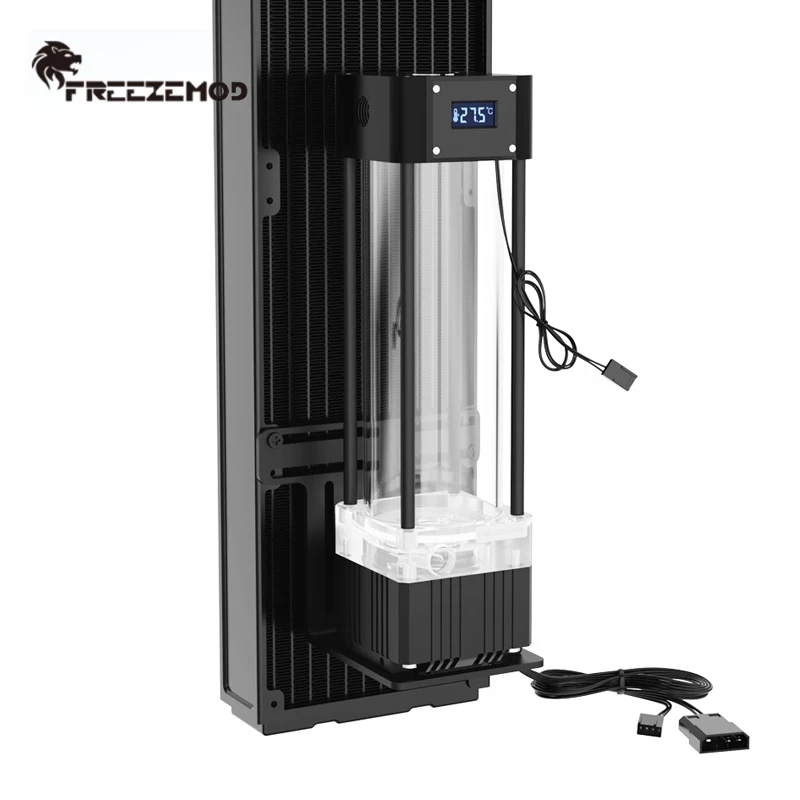 FREEZEMOD AIO Pump+Reservoir With Temperature Display,Water Tank Res Combo For PC Water Cooling System 200mm/250mm/300mm