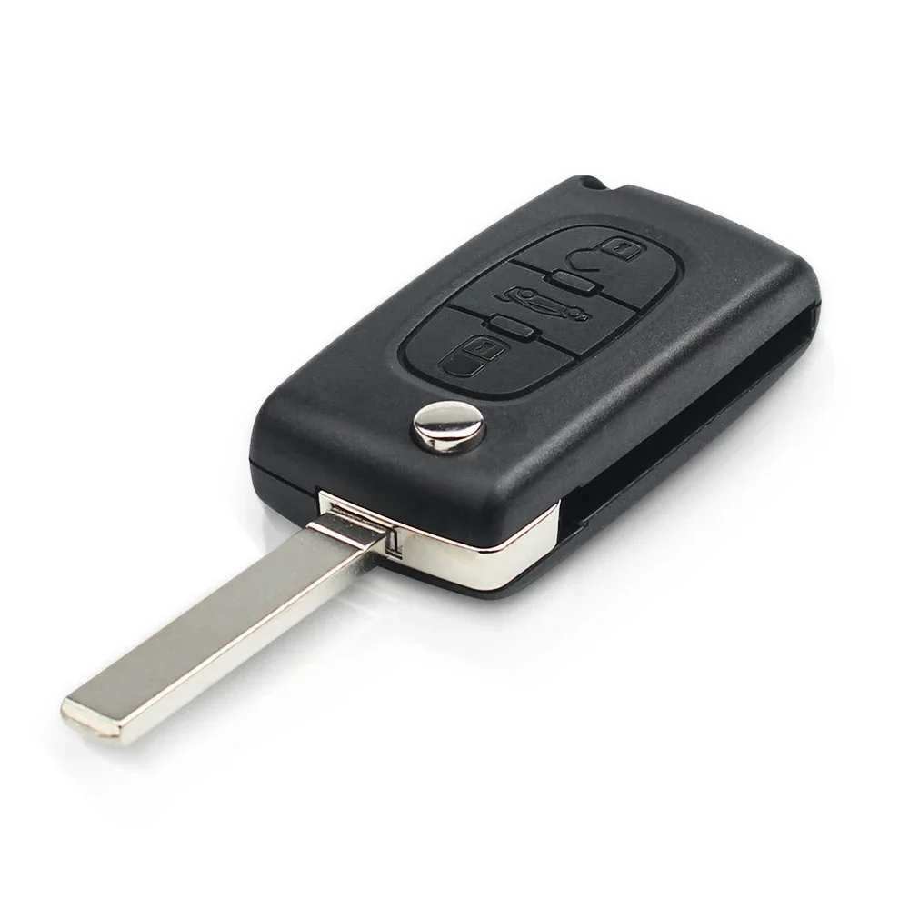 Keyyou 3 botões flip dobrável carro remoto chave 3 botões apto para peugeot 407 (2004 - 2008.9.28) número da peça 649096 ou 6490x3