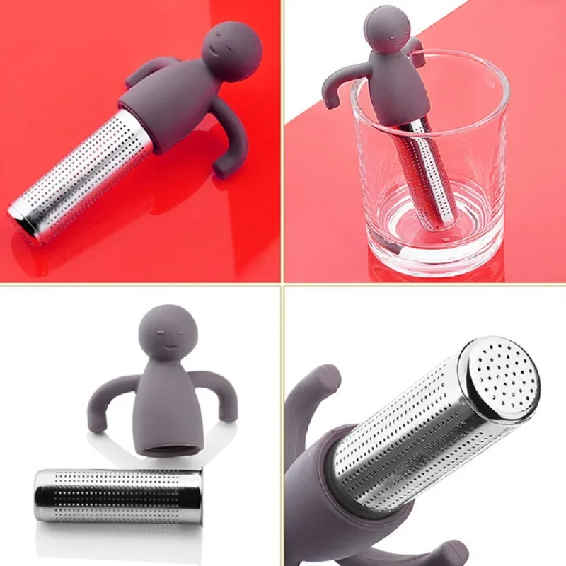 Little Man Shape Silicone Tea Strainer with Tea Infuser Filter for Brewing Tea Bags Tea Cup Decoration Kitchen Accessories&