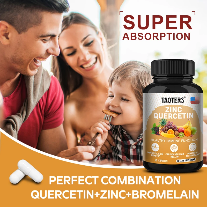 Quercetin with Zinc and Bromelain 1000 Mg Per Serving, 60Vegetarian Capsules, Antioxidant, Heart, Skin, Immune Support