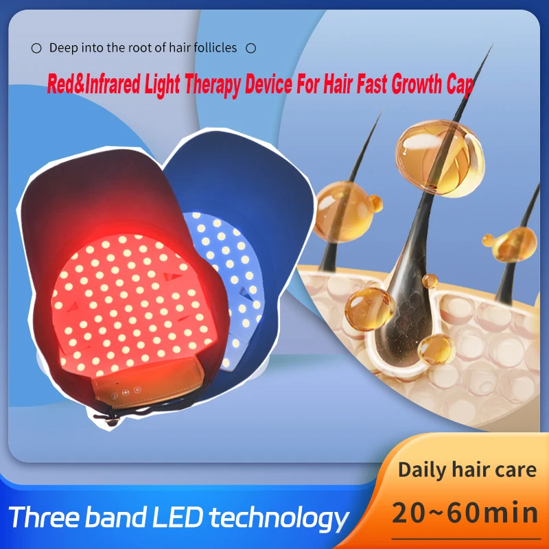 

Red&Infrared Light Therapy Device For Hair Fast Growth Cap Red Light Therapy For Hair Loss Treatment With USB Charging Anti-hair