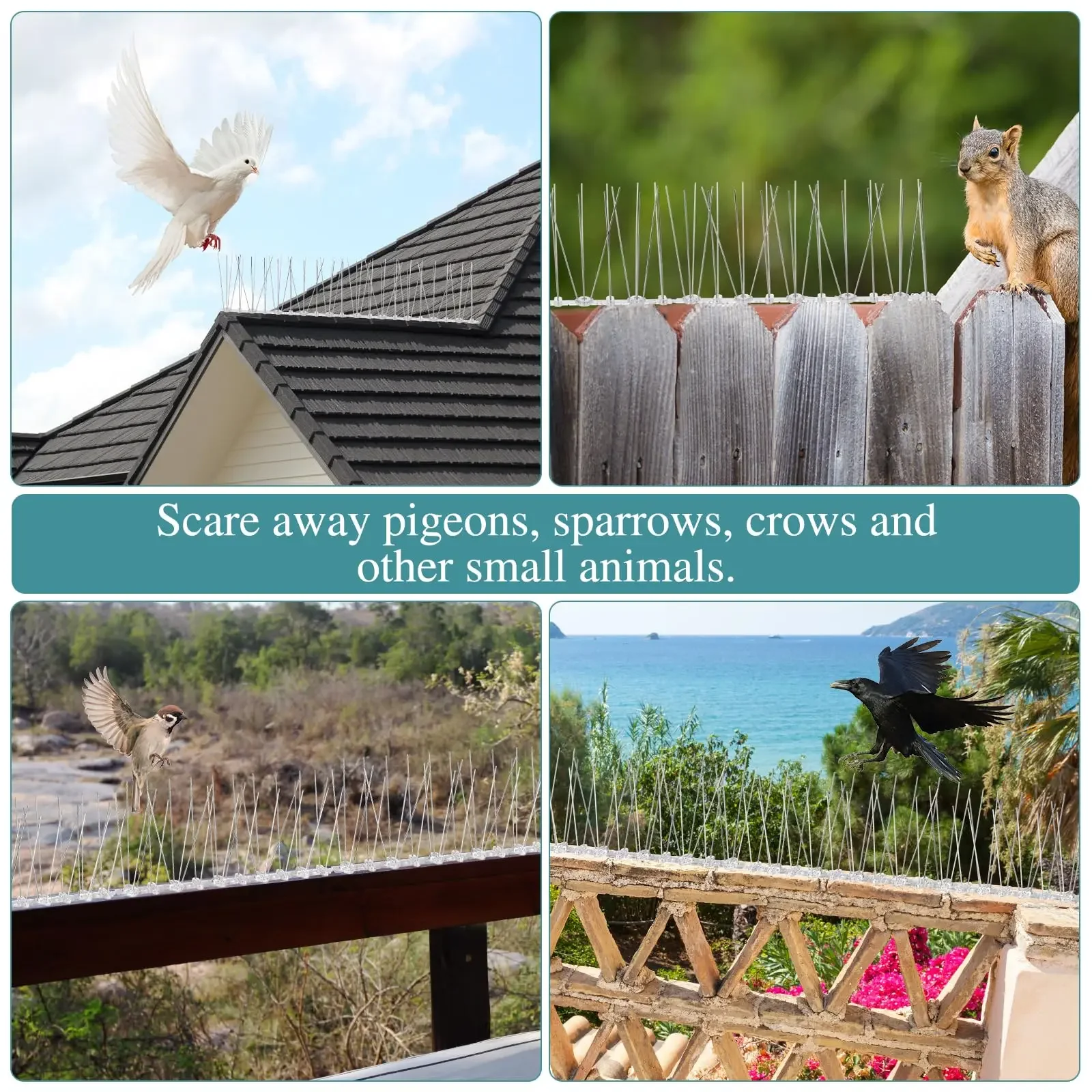 12Pcs Pigeon Spikes Stainless Steel Bird Repeller Set Deterrent Anti Bird Pigeon Squirrel Cats Repellent for Garden Fence Roof image 6