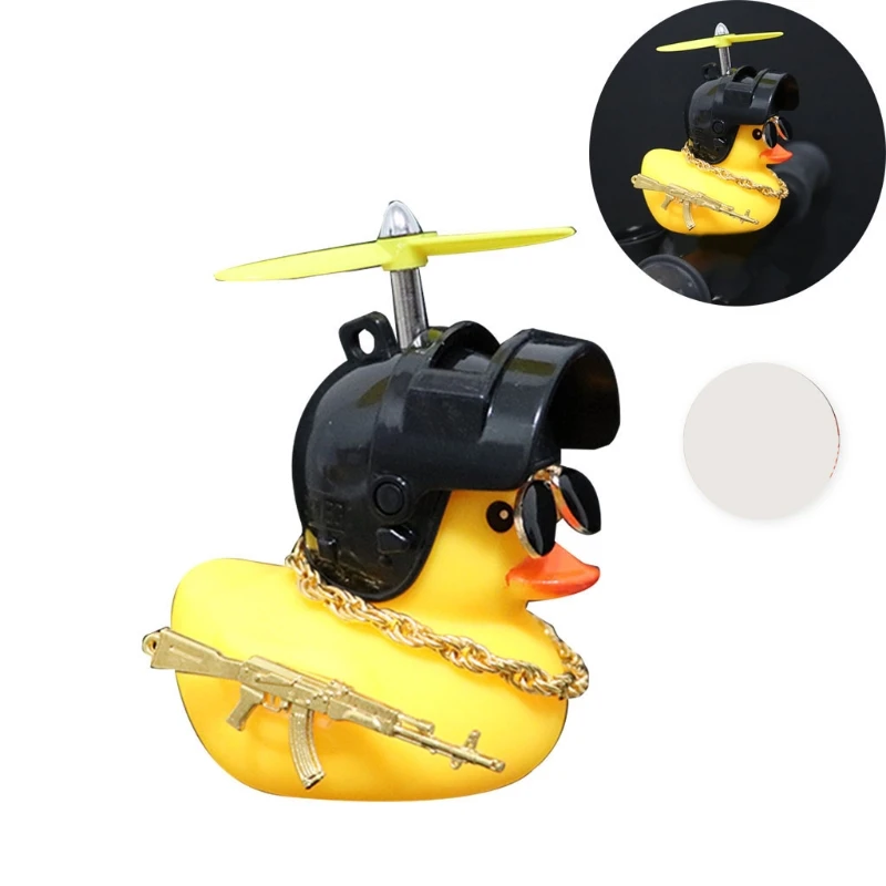 Yellow Duck Car Decoration with Helmet Excellent Gift for Men Women Children