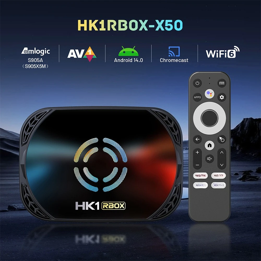 Image of HK1 RBOX X50 TV-Box Android 14 Amlogic S905X5M 4GB DDR4 32/64/128GB ROM Dual WiFi 6 BT5.X 4K HDR10+ 1000M LAN Smart TV-Box