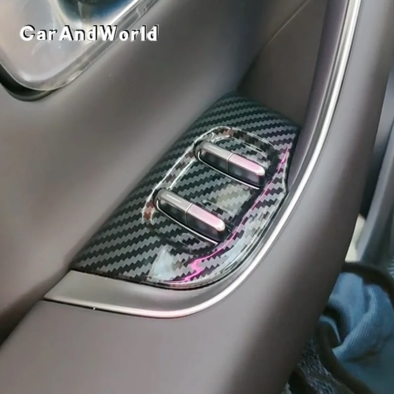 

ABS Carbon Fiber For Leapmotor C16 2024-2026 Door Window Glass Lift Panel Button Cover Trims Car Moulding Accessories