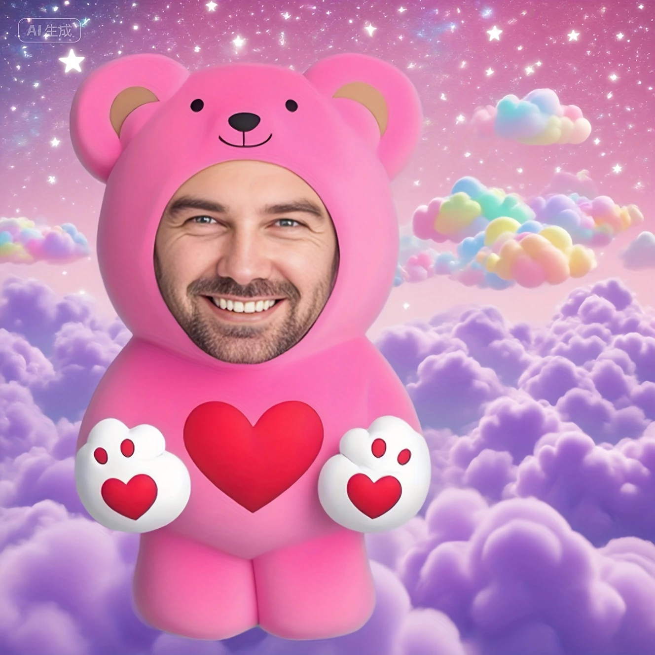 Personalized Double Sided Pink Bear Shape Custom Face Pillow DIY Upload Photo Irregular Cutout Cushion Couple Birthday Gift