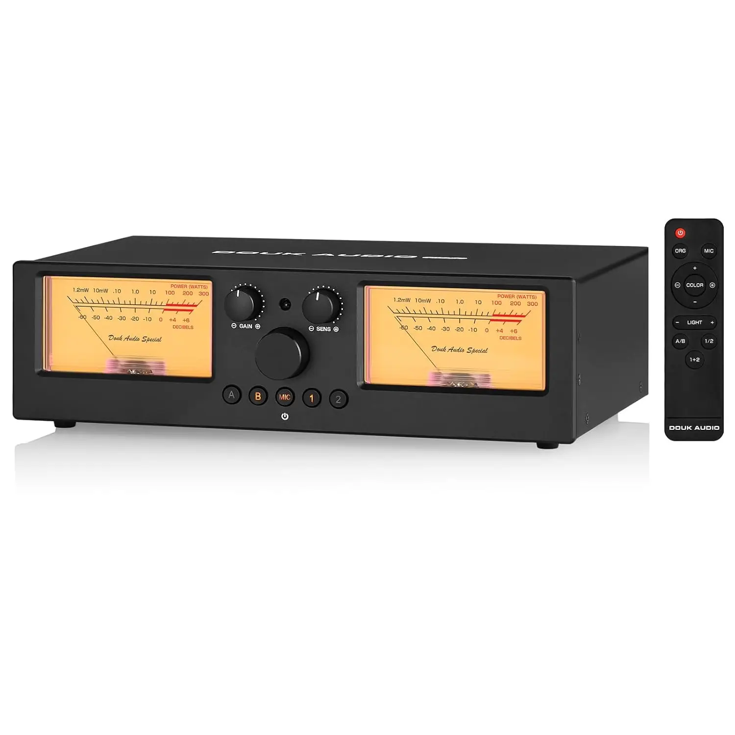 

VU3 PRO Dual Analog VU Meter, 2-Way Amplifier Switch, Speaker Selector, Amp Audio Switcher Box 2-IN-2-OUT DB Panel Display.