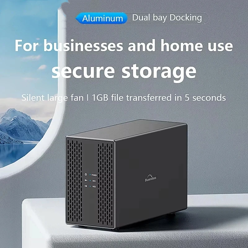 

Dual Bay Shell Heat Dissipation 3.5 USB 3.0 External Type C Dual Hard Drive Enclosure SATA Array Box HDD Server Case