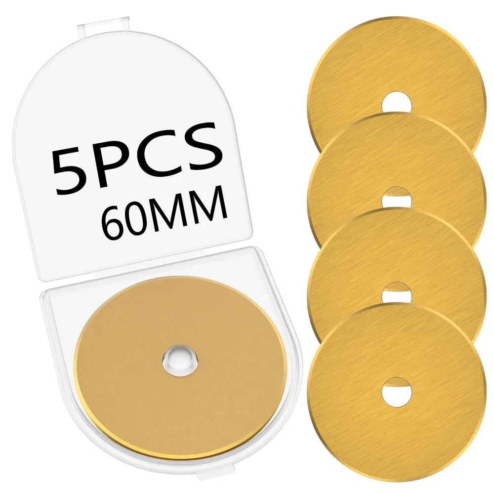 5Pcs 60mm Steel Rotary Cutter Blades Multipurpose Incisive Fabric Cutting Blades Portable Wide Compatibility Replacement Rotary