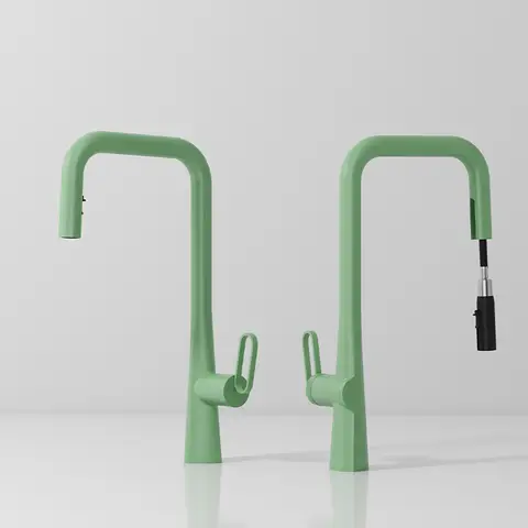 Kitchen Faucet Pull Out Single Lever Brass Rotation Hot and Cold Brush Gold  Water Saving Decked Sink Mixer Tap New Fashion