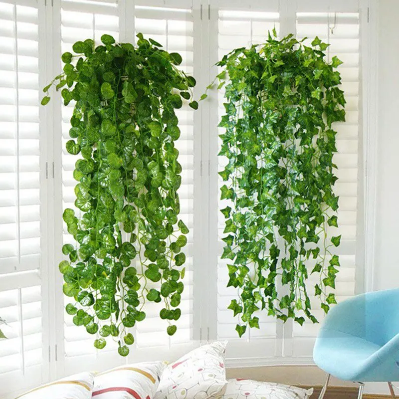 Simulation Indoor Wall Hanging Green Plant Wall Decoration Fake Flowers Rattan Simulation Plant Green Leaves Begonia Gro