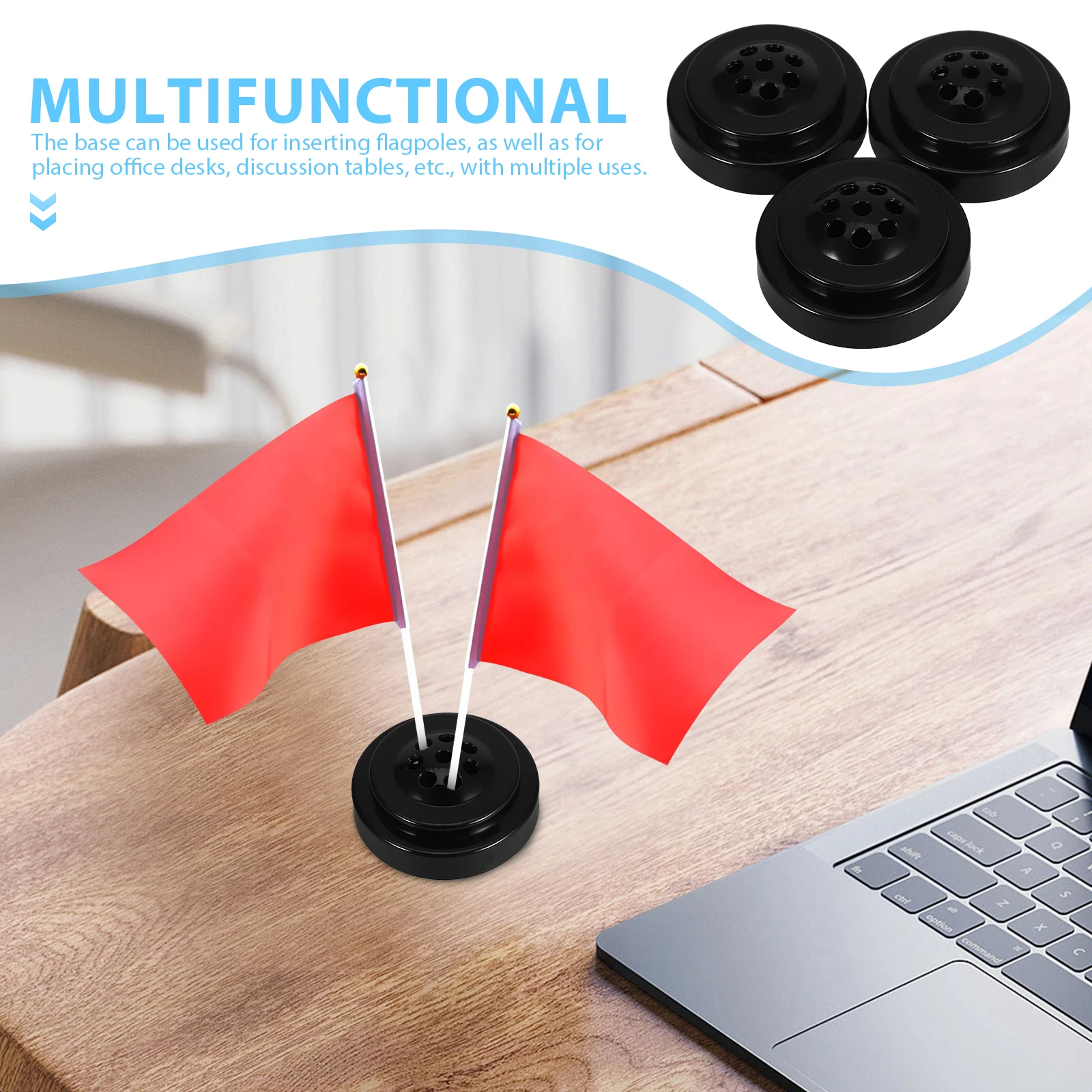 3szt Flagpole Base Flag Holder Stand Hand Wave Flag Holder Portable Desk Flag Stand Black Plastic For Office Home Decor Bracket