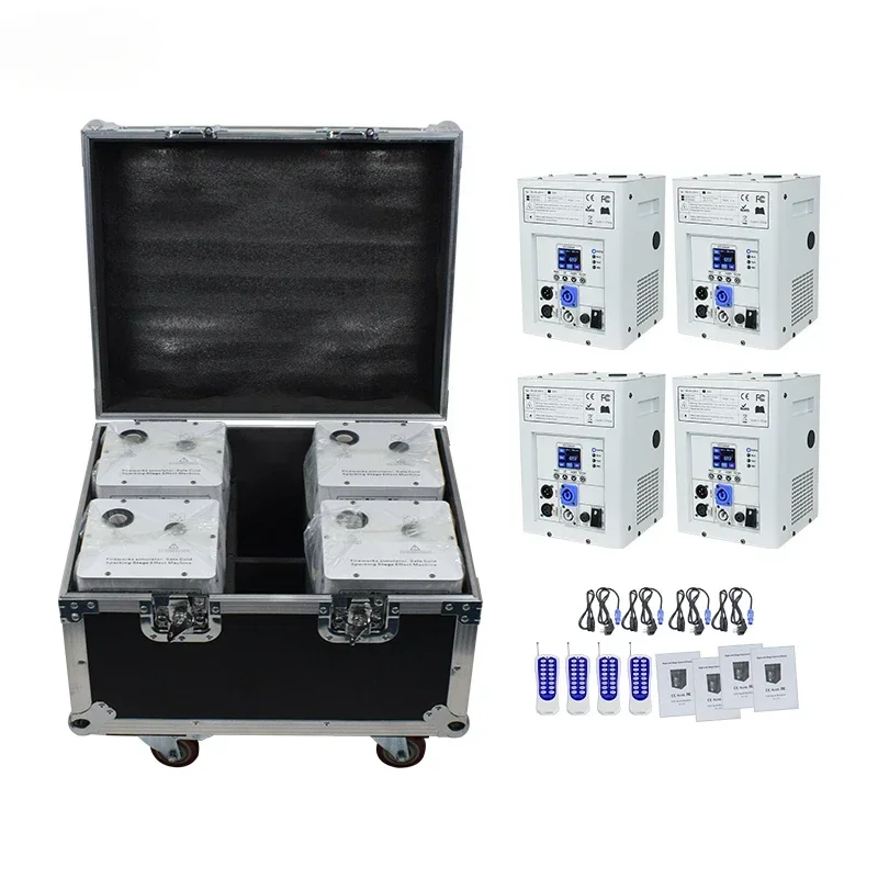 4pcs 750W DMX White Cold Spark Machine 750 Sparkler Fountain Fire Works Wedding With Flight Case