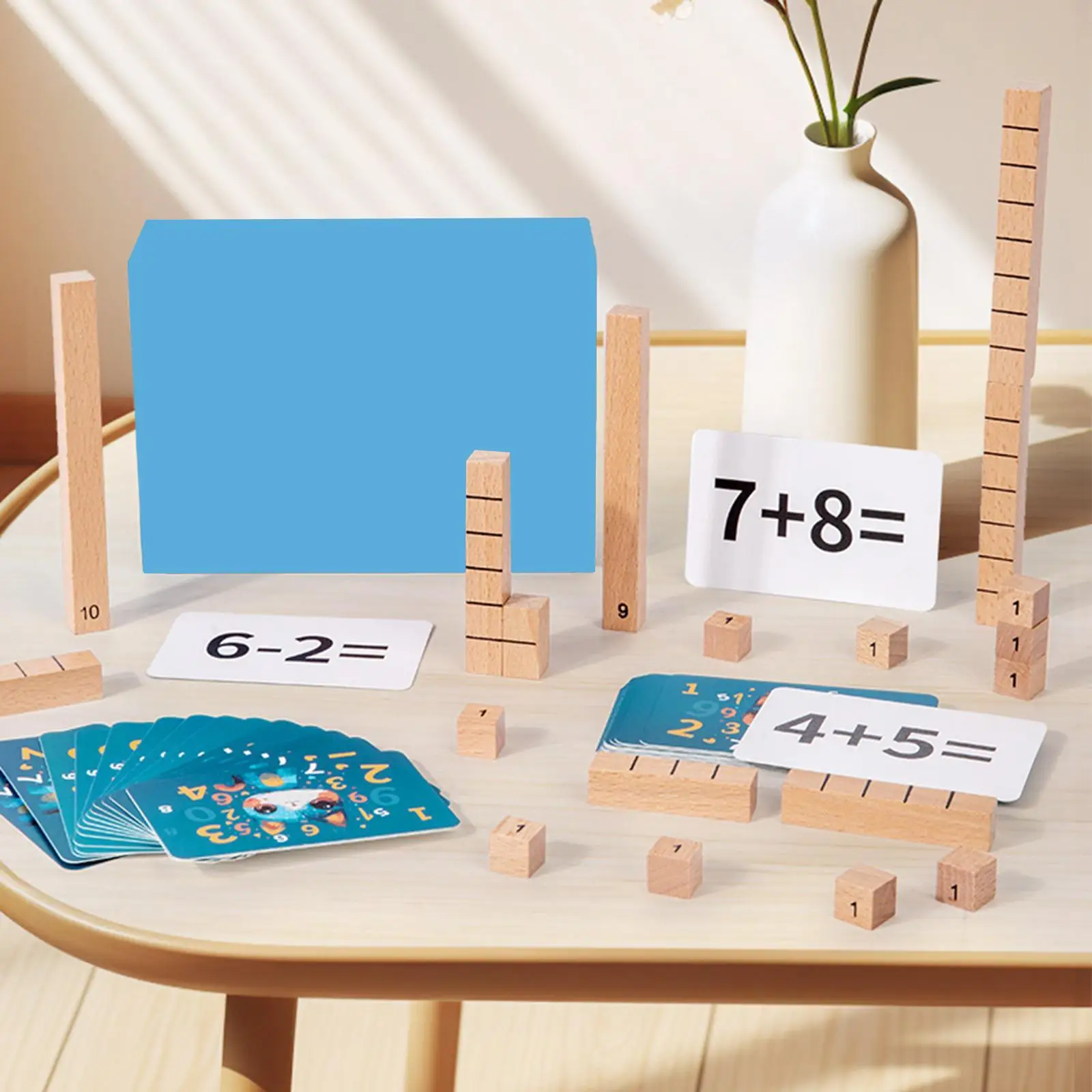 Mathe Spielzeug Holz Nummer Sticks, Mathe-Spiele mit Karte, pädagogische Geschenk zugabe und Subtraktion Mathe Manipulationen für Kinder Jungen