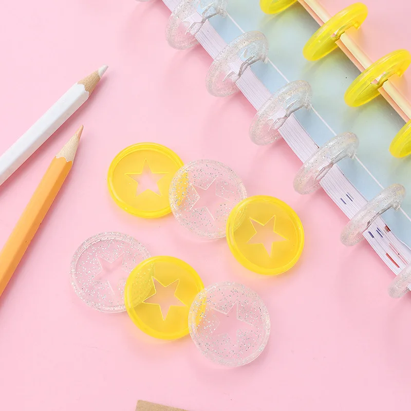 100Pcs 30mm New Transparent Mushroom Hole Binder Notebook Plastic Disc Rings Notebook Loose Leaf Buckle Plastic Button