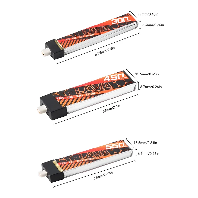 BETAFPV LAVA 1S 3.8V 75C Battery 300-550mAh for FPV Drone RC Quadcopter DIY Racing Accessories