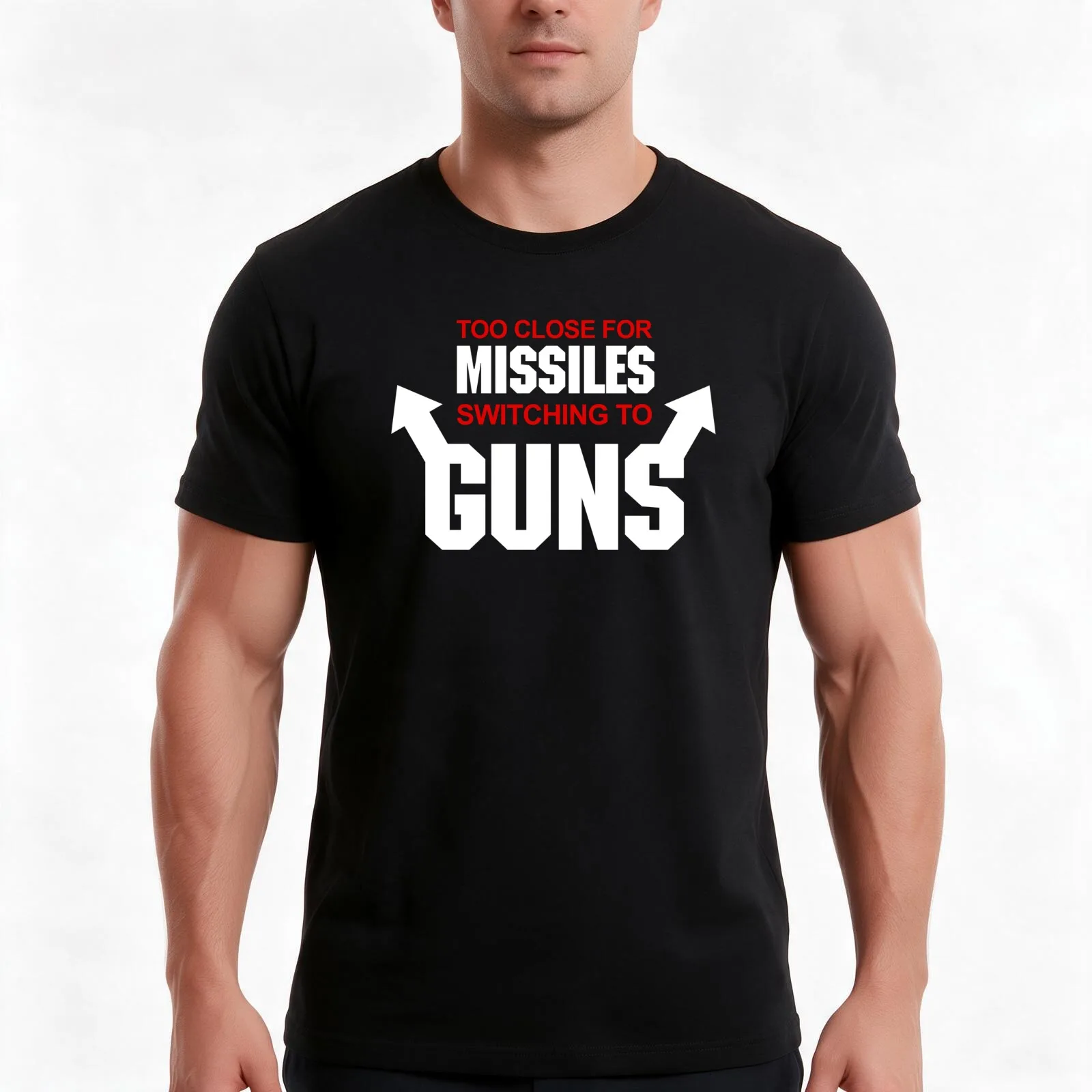 Too Close for Missiles Switching to Guns T-Shirt Summer Casual Cotton Tee Oversized Streetwear Tops Vintage Graphic Print