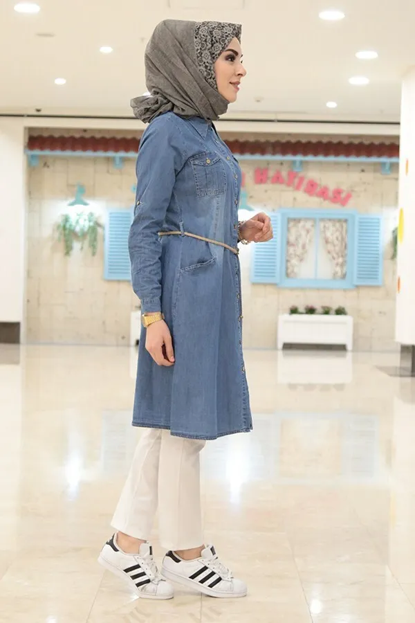 Kemerli Denim Tunic-Winter Autumn 2021 Muslim Women Hijab headscarf Islamic Turkey