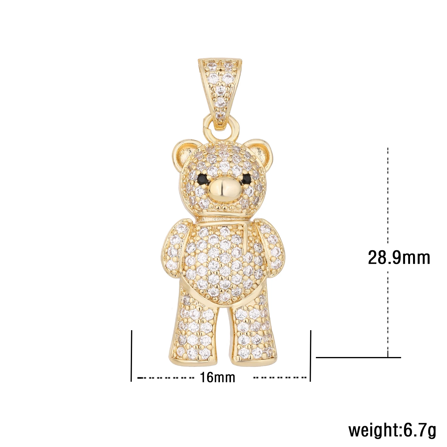 VCT new 14K teddy bear small pendant standing bear crystal stone copper material wholesale price jewelry