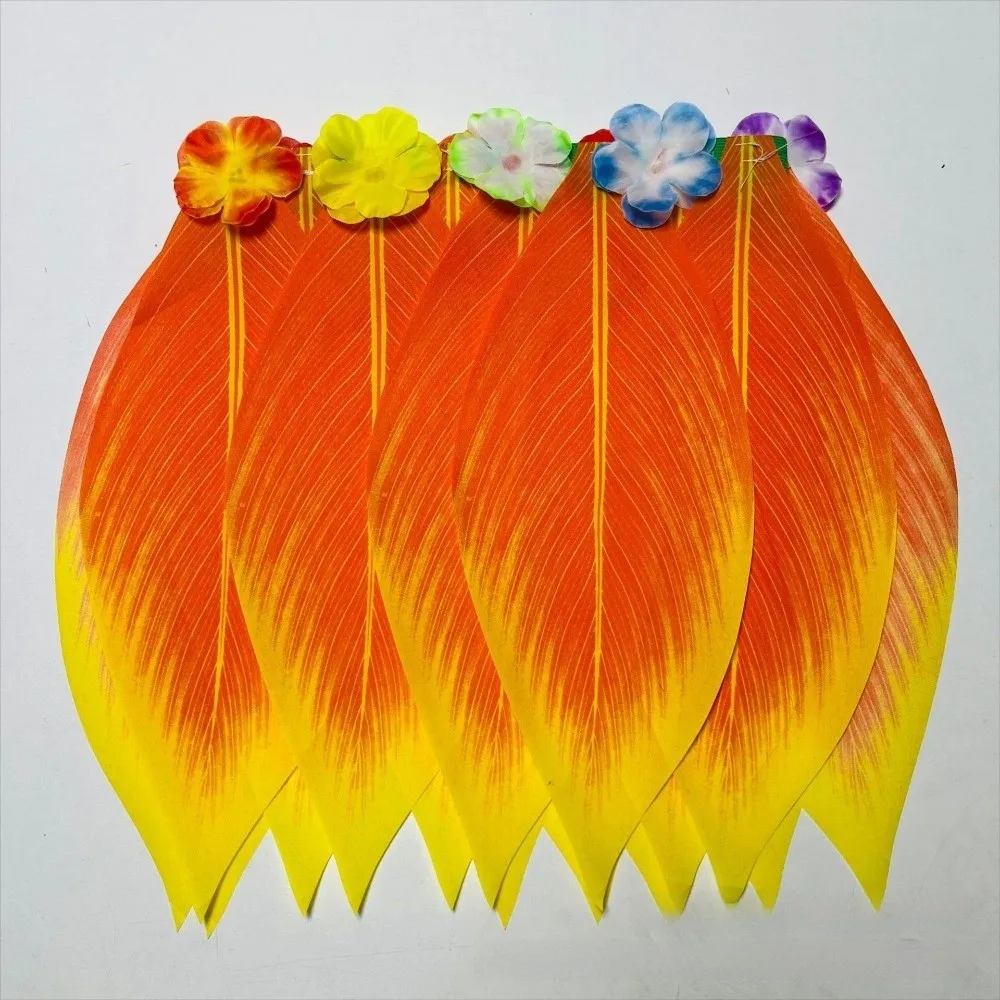 5Pcs Simulation Leaf Hawaiian Luau Outfit Set Grass Skirt Hawaiian Garlands Complete Dance Outfit Party Decoration