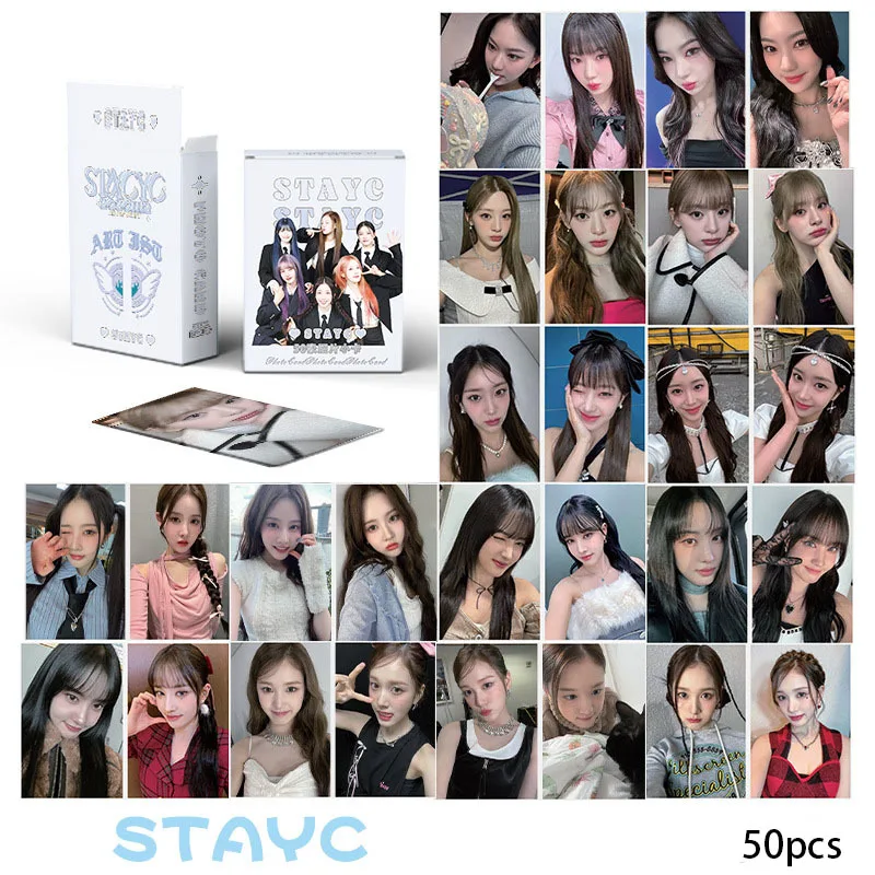 kpop stayc album pequeno cartao lomo laser card sumsin sieun isa seeun yoon cartao postal glitter photo card presente da menina 50 pcs por conjunto 01