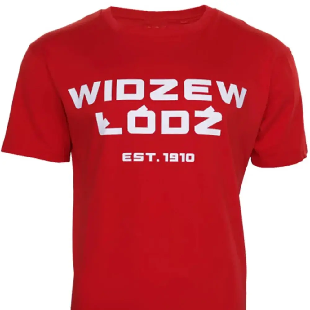 AliExpress NONE Widzew Łódź Men's T-Shirt Minimal Chest Logo Print Multi Color Loose Fit Crew Neck Casual Top for Poland Football Fans