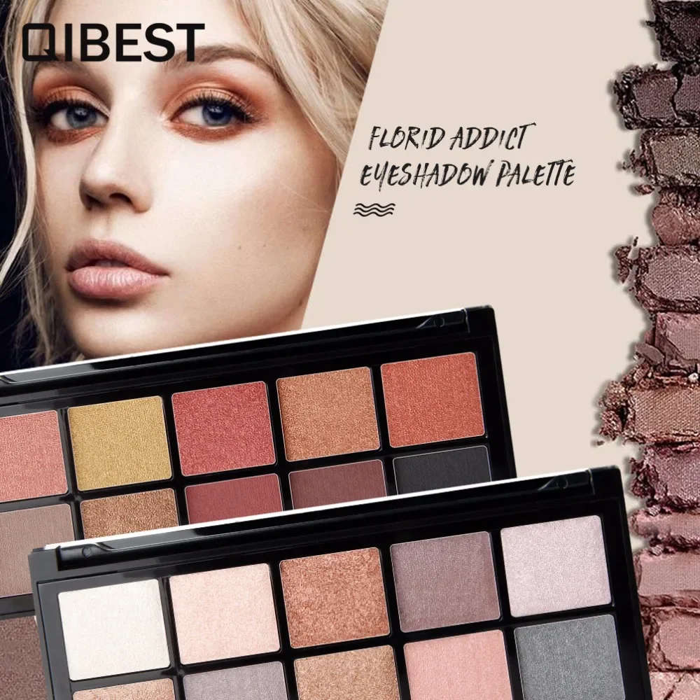 QIBEST-Paleta de Sombras Brilhantes Metálicas, Paleta de Sombras Nuas Pigmentadas de Alta Intensidade, Diamante Crumbles, 10 Cores