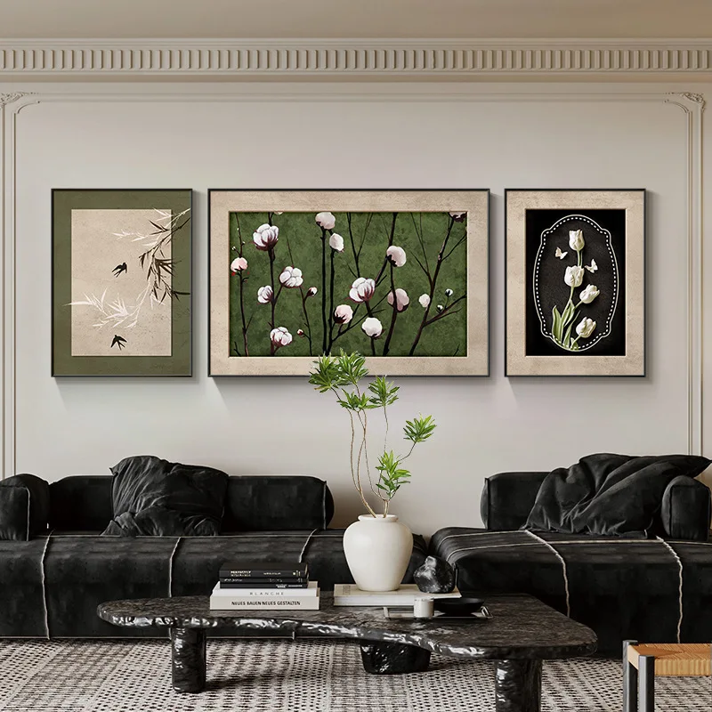 Estilo medieval sala de estar pintura decorativa sofá fundo mural de parede