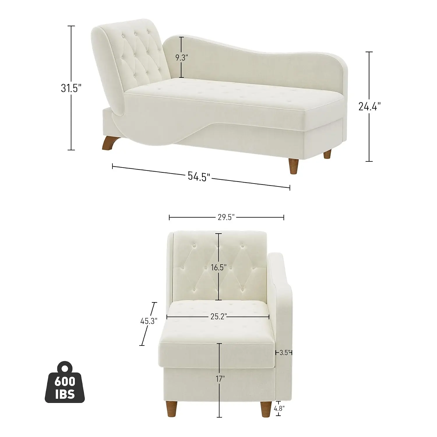 Indoor Velvet Chaise Lounge Chair with Storage for Living Room, Custom