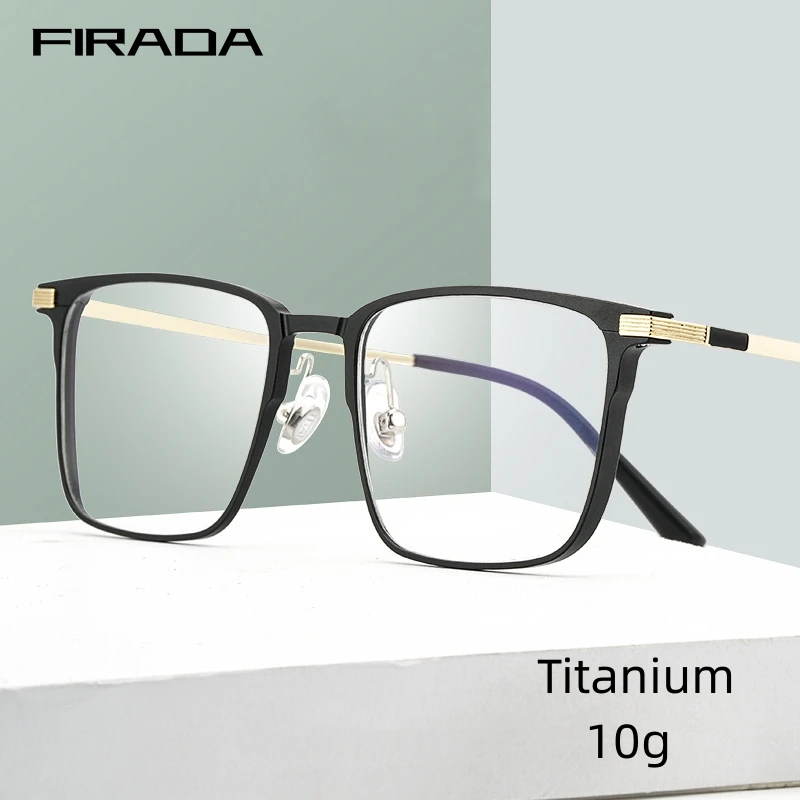 

FIRADA Luxury Fashion Eyeglasses Women's Vintage Square Titanium Eyewear Myopia Optical Prescription Glasses Frame For Men 5055