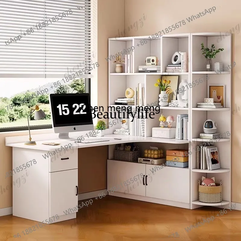 

EE182 Computer Desk Bookshelf Integrated Shelves Drawers Large Laptop Home Bedroom Student Study Writing Desk Simple Office Tabl