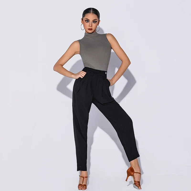 Nueva ropa de baile latino vals, traje de actuación moderno, Top sin mangas, pantalones, traje, vestido de salón, ropa de práctica DN21572