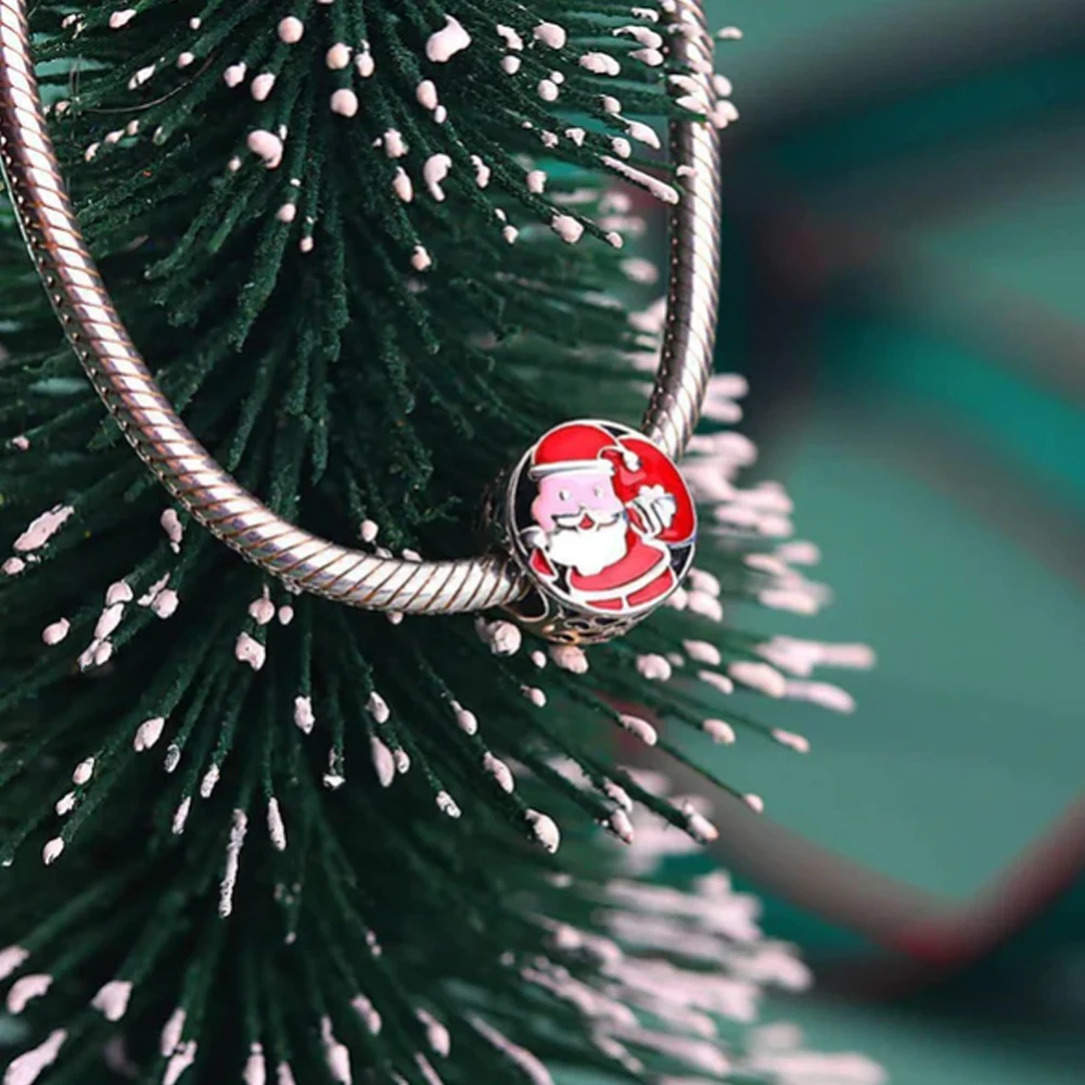 New Christmas Snowman Santa Claus Deer 925 silver Dangle Charms Beads Fit Bracelet Necklace Keychain Fashion Diy Jewelry gift
