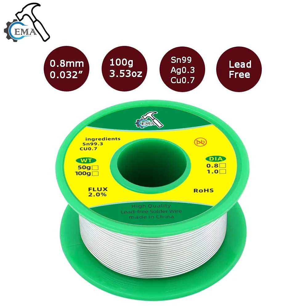 

50/100/500g High Purity Lead-free Solder Wire SN99.3Cu0.7 Rosin Core Solder Wire No Washing Environmental Protection Tin Wire