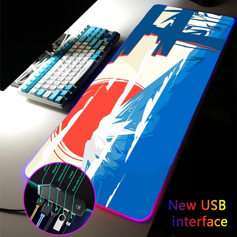 

Mount Fuji Large RGB Gaming Mouse Pad Multi-interface Four USB Docking Dock USB HUB Typec Interface Gamers XXL DeskMat MousePad