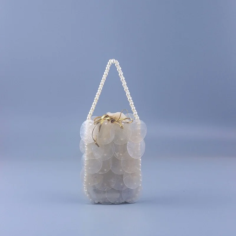 Summer Pearl Handwoven Shell Bag Handmade Beaded Pearl Bag  Fashion Evening Bag Luxury Designer Wedding Clutch Fish Scale Bag